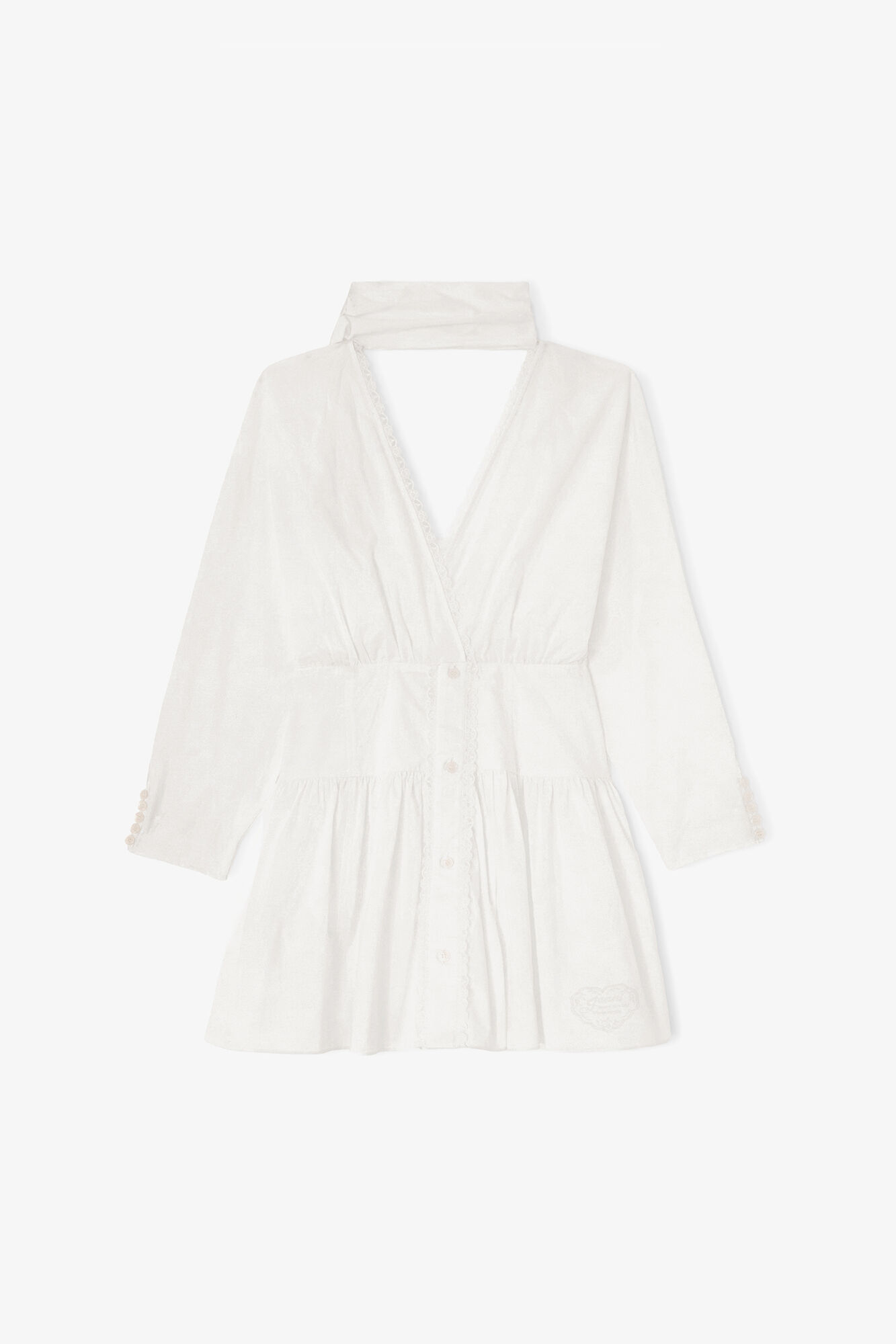 Kl&auml;nning i vit bomull, Organic Cotton, in colour Bright White - 1 - GANNI