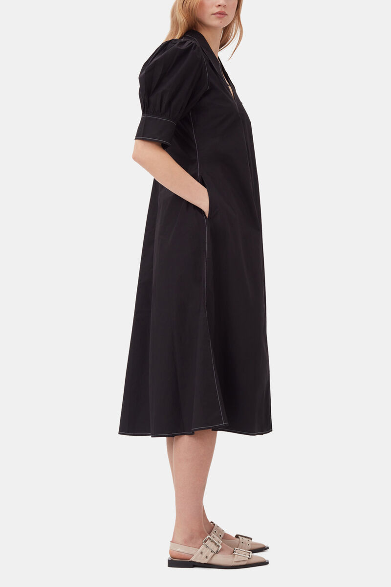 Midikleid aus Popeline, Cotton, in colour Black - 3 - GANNI