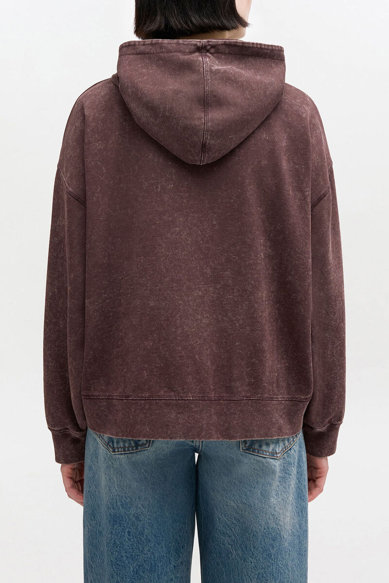 Kapuzenpullover in Vintage-Waschung, Organic Cotton, in colour Chocolate Plum - 3 - GANNI