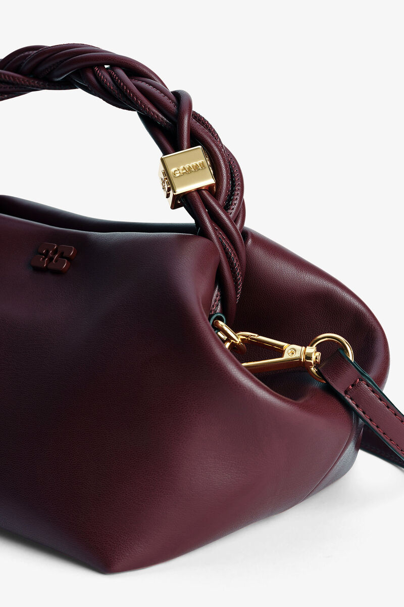 Burgundy Small GANNI Bou Bag, Recycled Leather, in colour Burgundy - 4 - GANNI