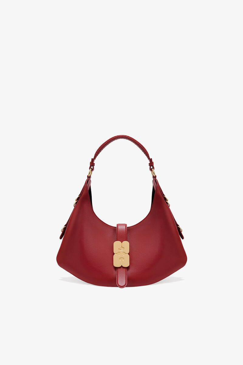 Red Small Kat Bag, Recycled Leather, in colour Red Dahlia - 1 - GANNI