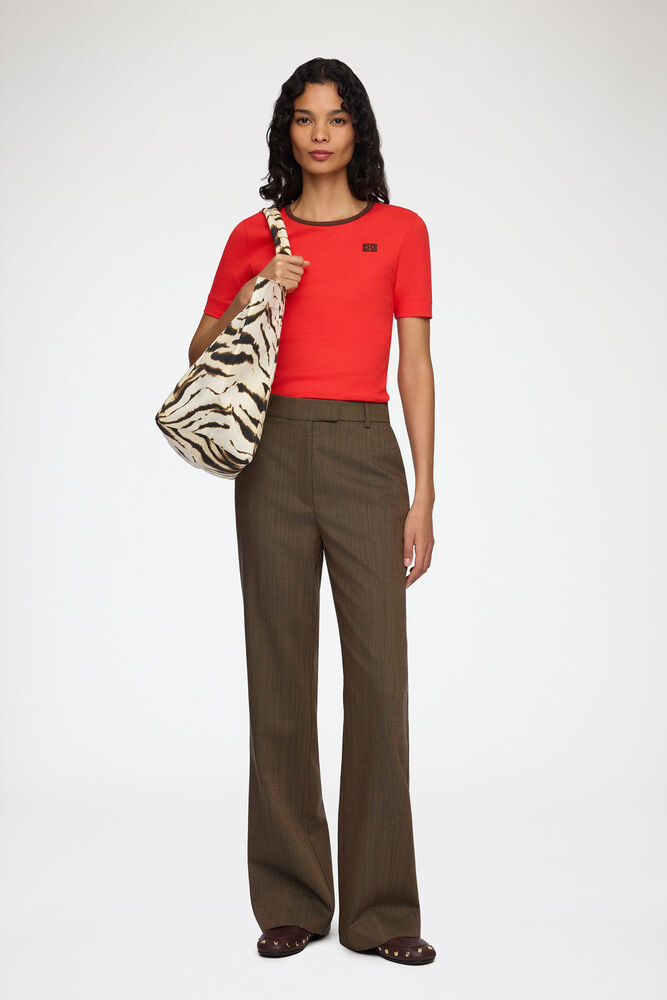 Pantalon en laine m&eacute;lang&eacute;e brun, Canteen