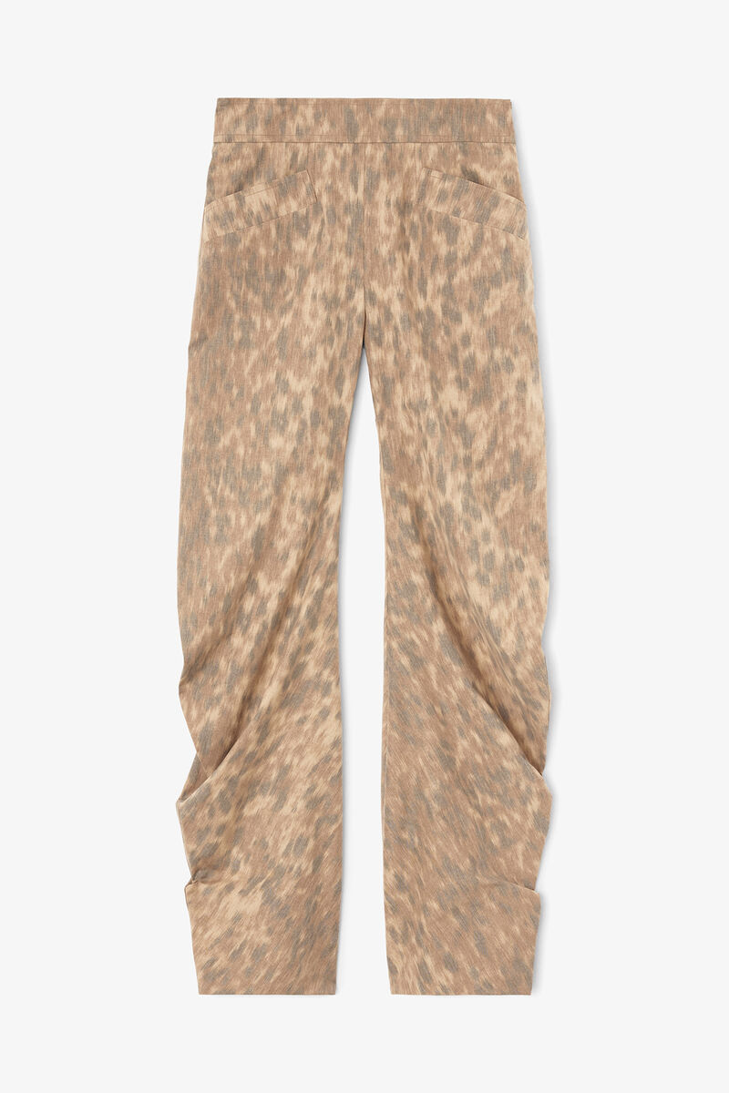 Trousers in Printed Cotton, Organic Cotton, in colour Burro - 1 - GANNI