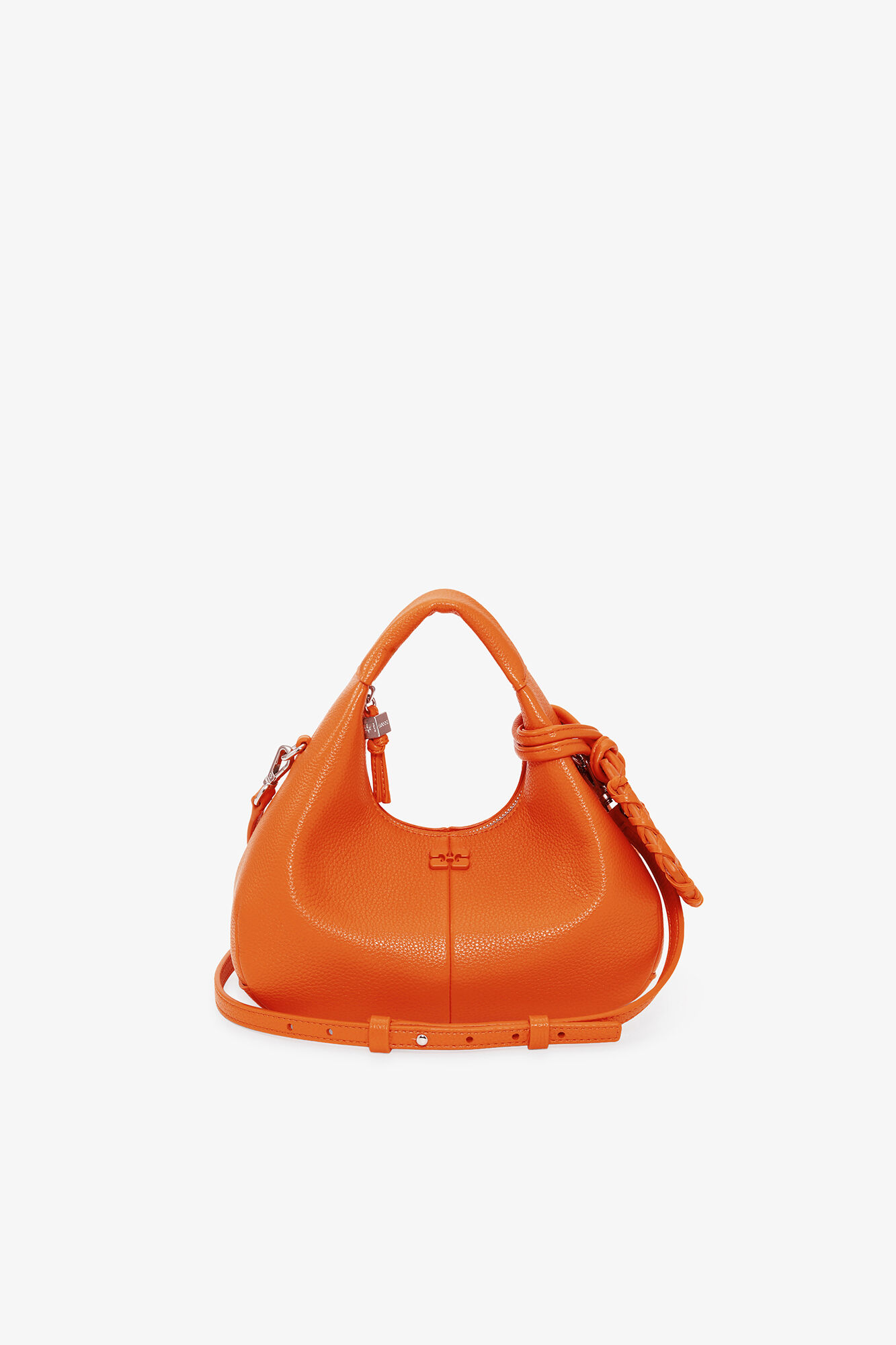 Orange Mini Hobo Bag, Recycled Polyester, in colour Russet Orange - 1 - GANNI