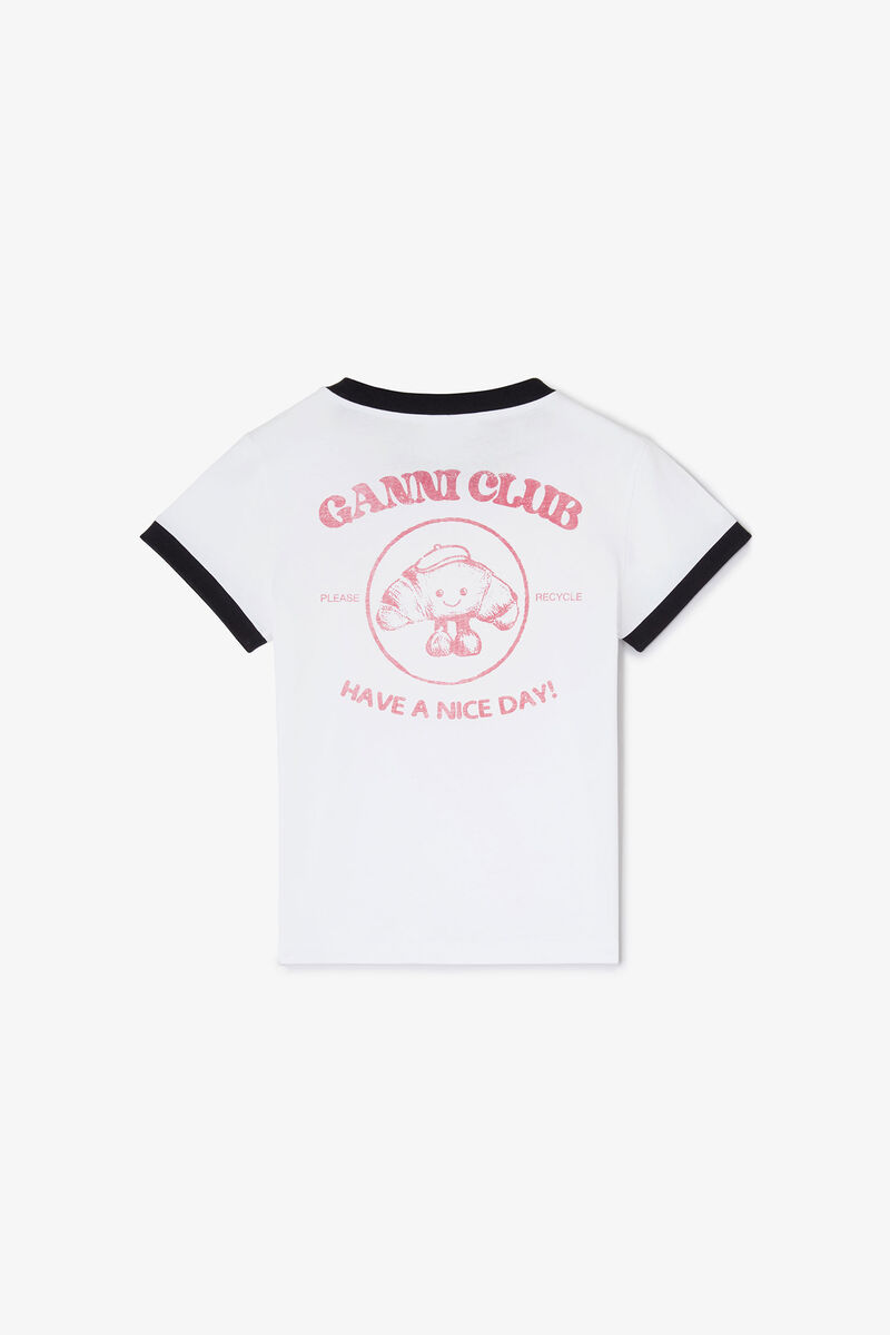 Wei&szlig;es Baby-Fit-T-Shirt mit Paris-GANNI-Club-Logo, Organic Cotton, in colour Bright White - 2 - GANNI