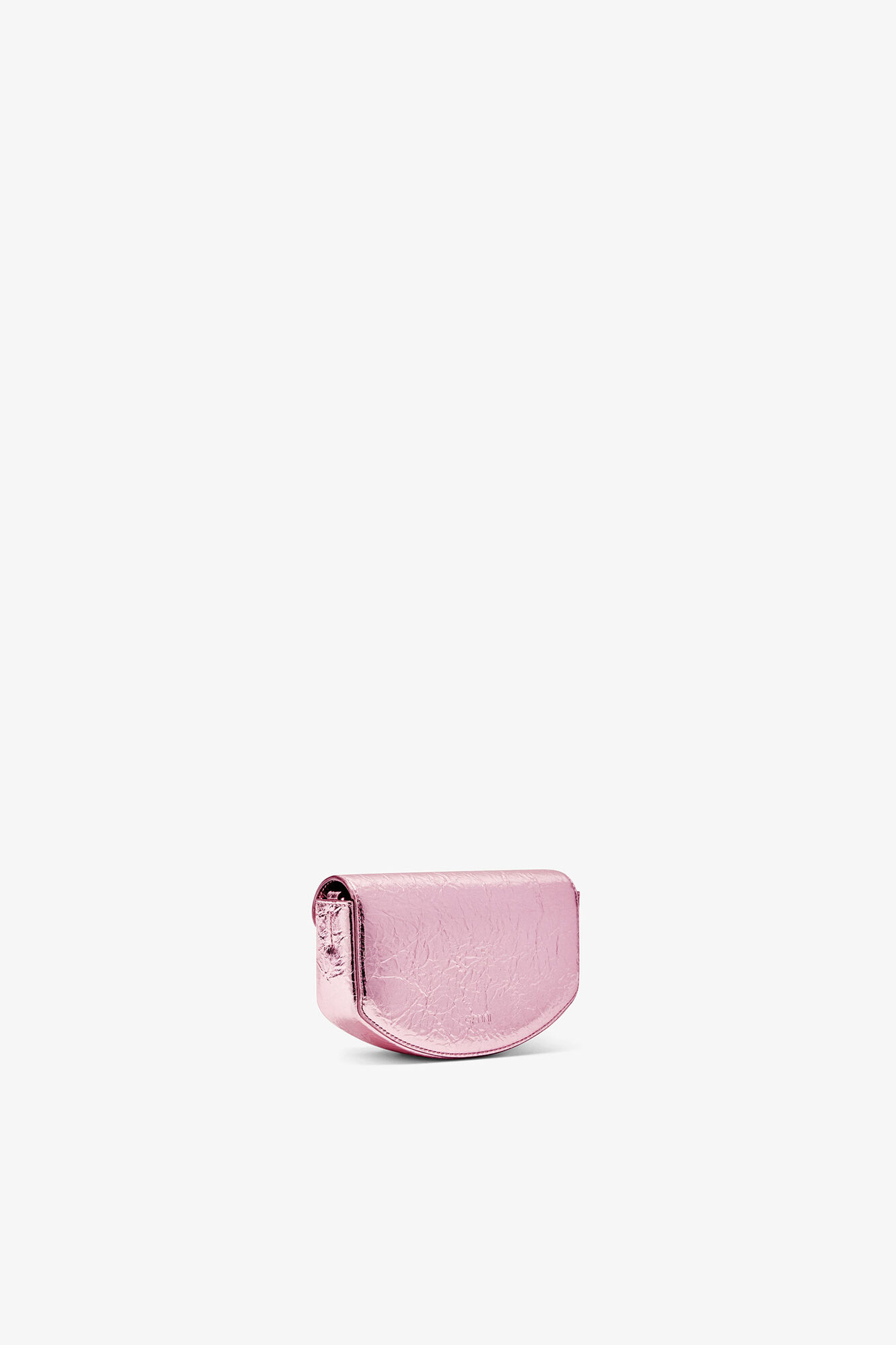 Lulu Wallet On Chain in Metallic, Polyurethane, in colour Silver Pink - 2 - GANNI