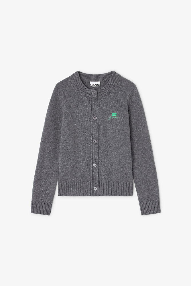 Grey Wool Mix Cardigan, Charcoal Grey