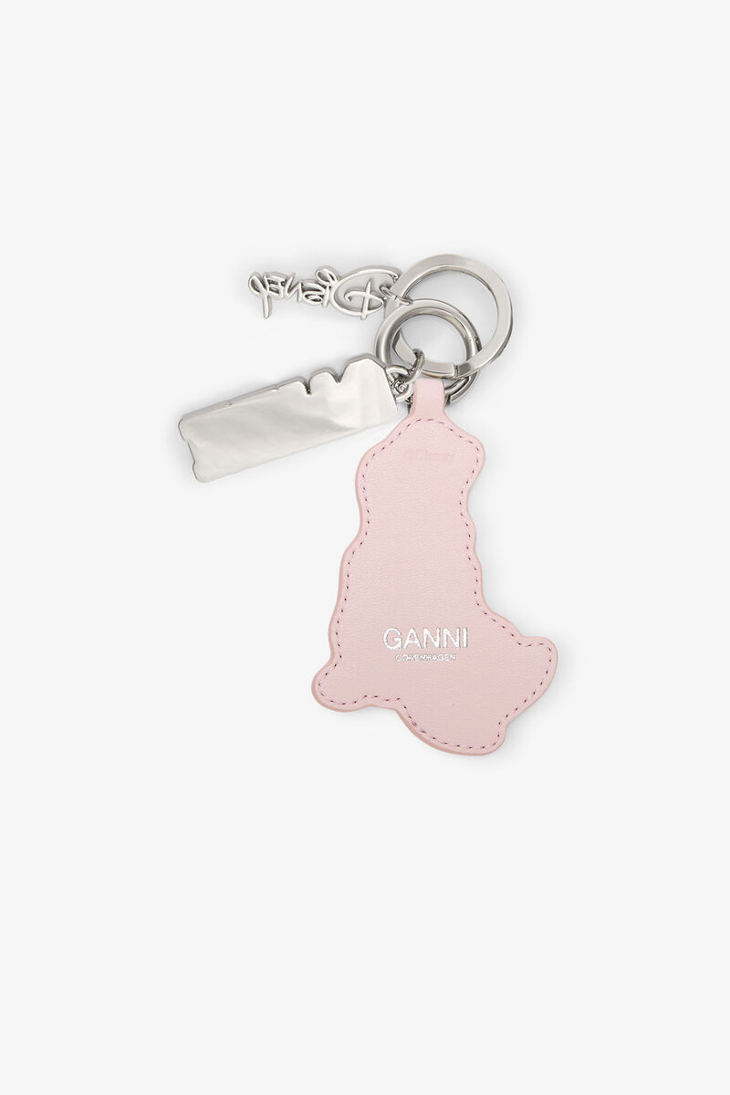 Daisy Duck Pink Keyring, Recycled Leather, in colour Chalk Pink - 2 - GANNI