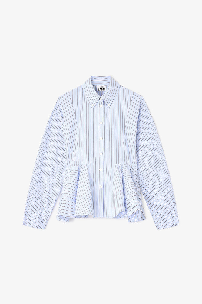 Blue Stripe Peplum Shirt, Lavender Lustre