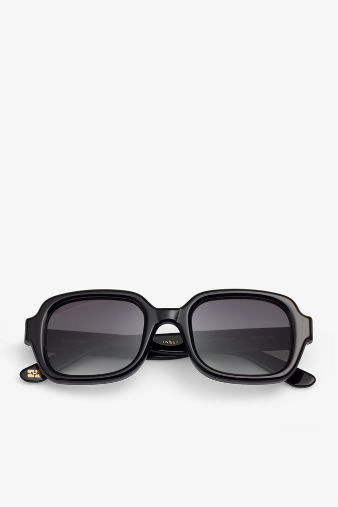 GANNI x Ace & Tate Black Twiggy Sunglasses, Black