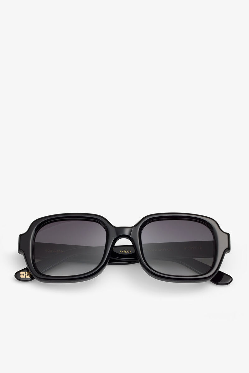 GANNI x Ace & Tate Black Twiggy Sunglasses, Acetate, in colour Black - 1 - GANNI