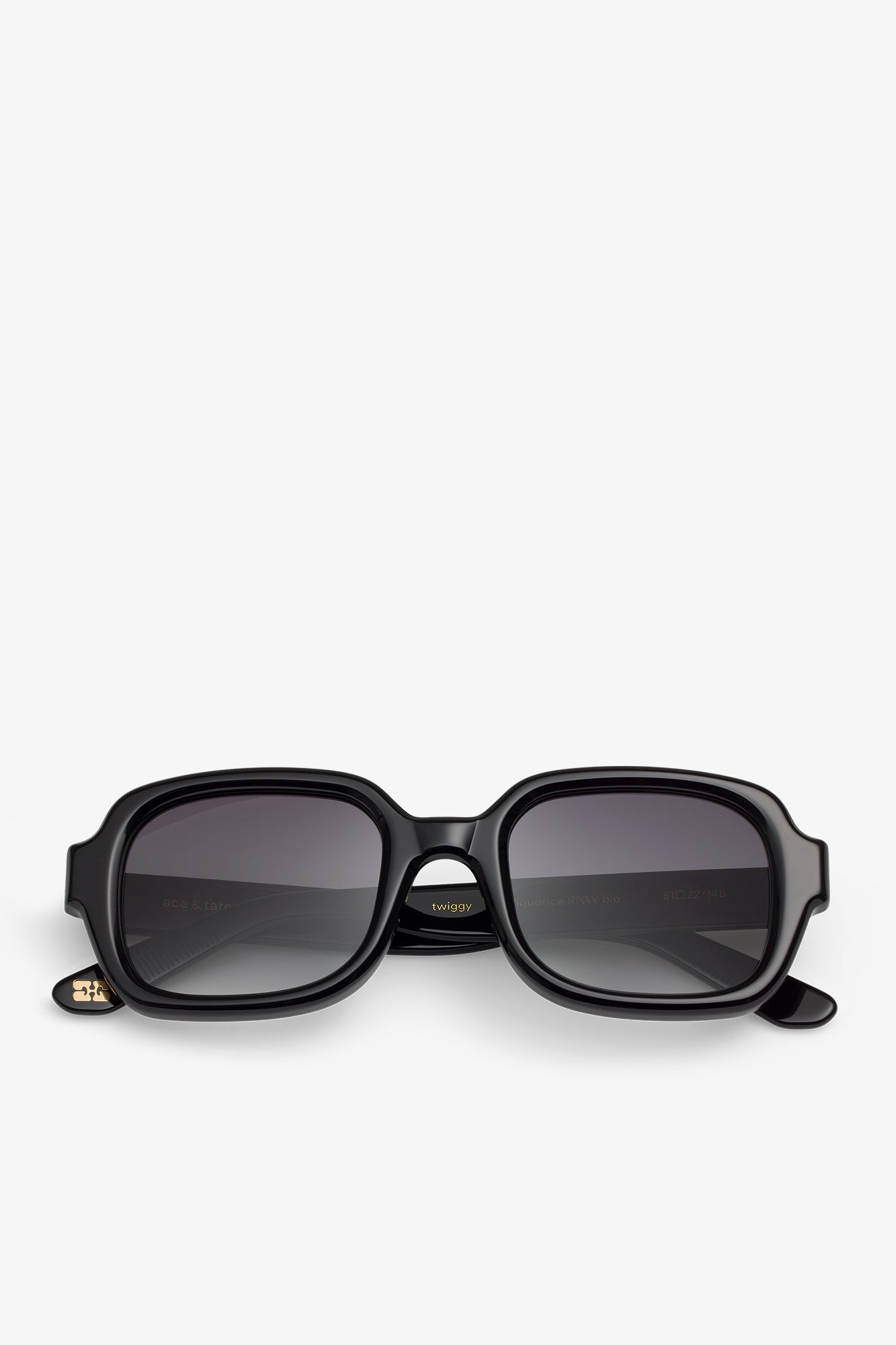 GANNI x Ace & Tate Black Twiggy Sunglasses, Acetate, in colour Black - 1 - GANNI
