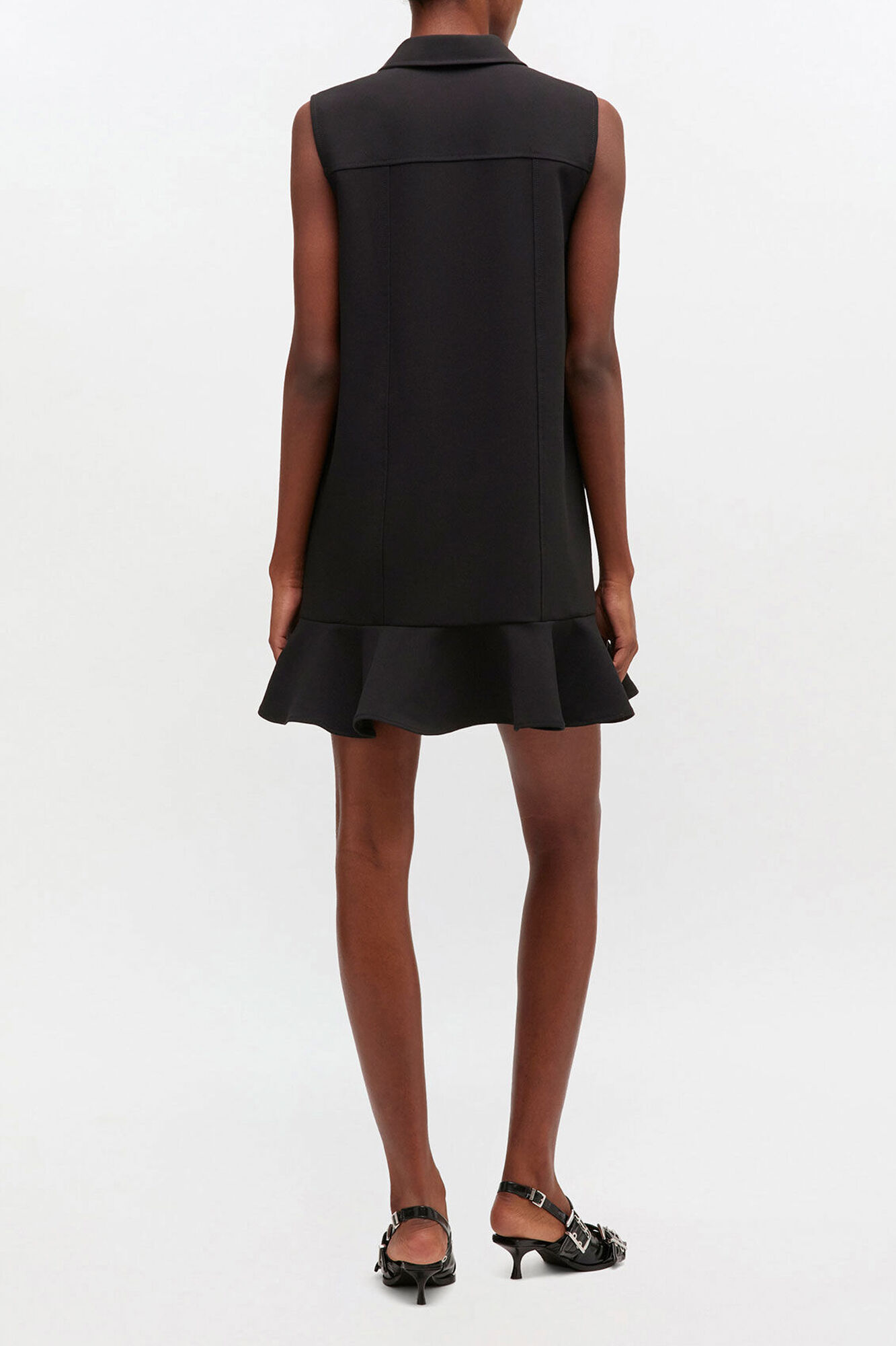 Black Twill Suiting Mini Dress, Recycled Polyester, in colour Black - 2 - GANNI