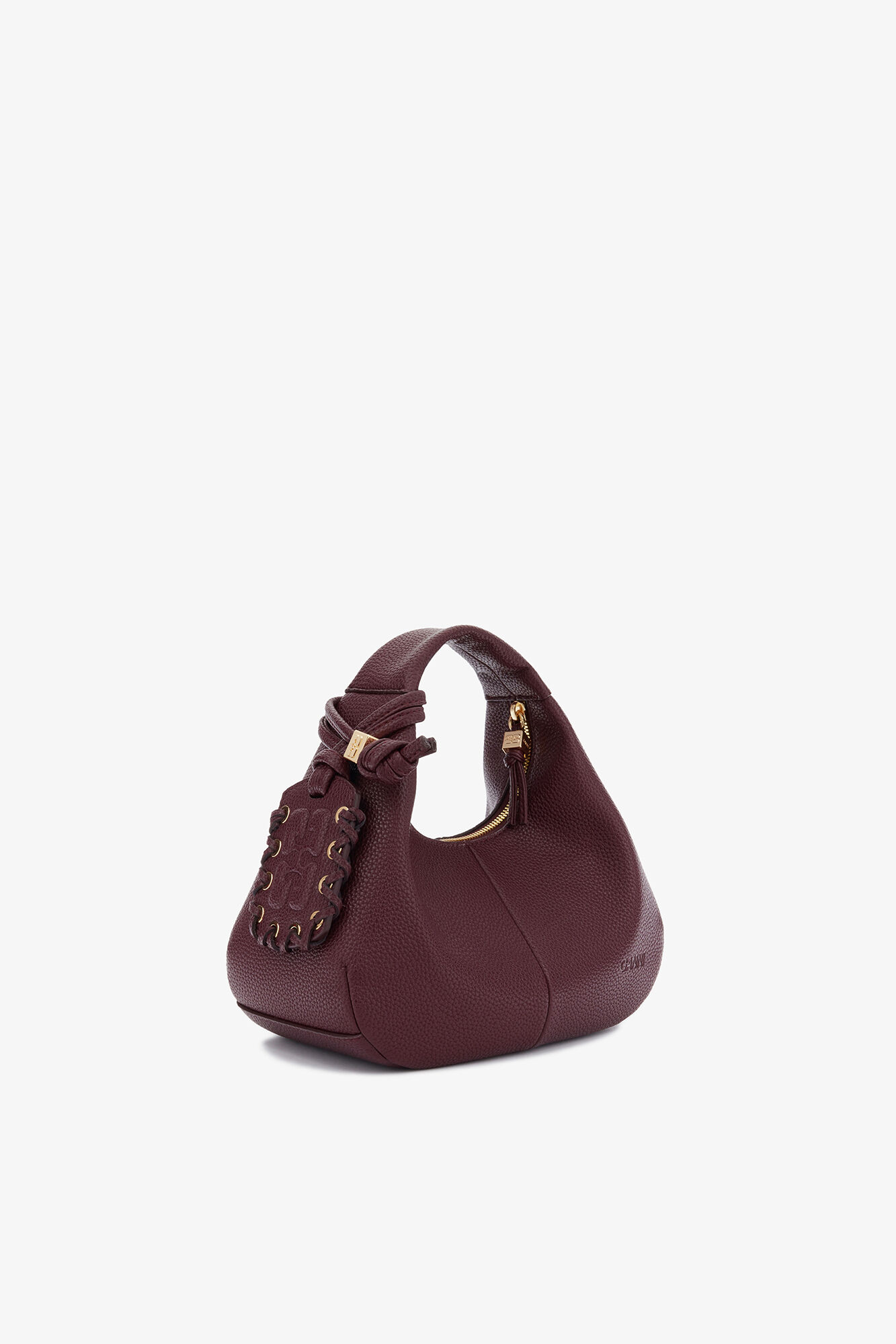 Mini Hobo Bag in Burgundy, Polyurethane, in colour Port Royale - 2 - GANNI