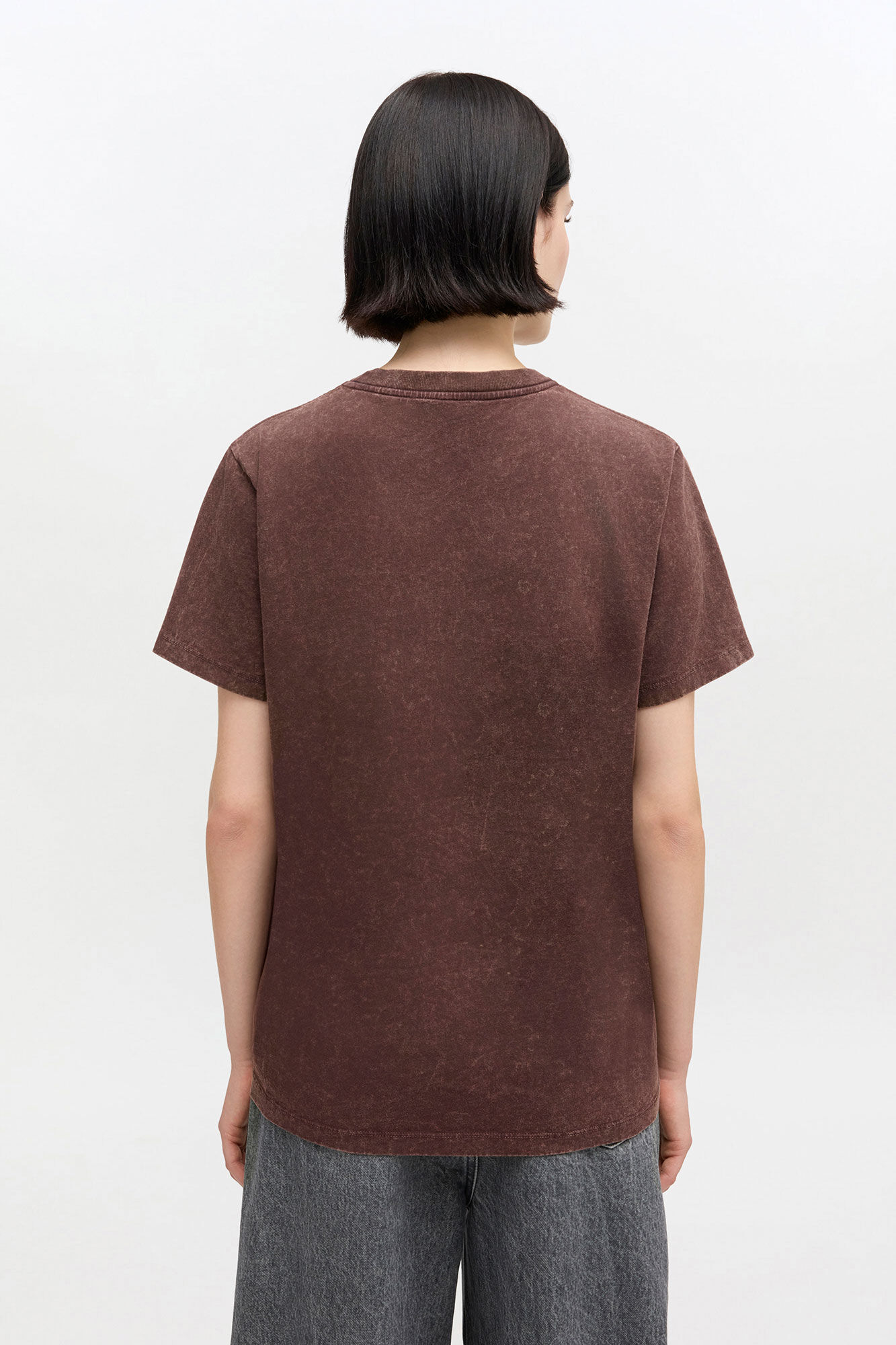 Vintage Wash T-shirt, Recycled Cotton, in colour Chocolate Plum - 3 - GANNI