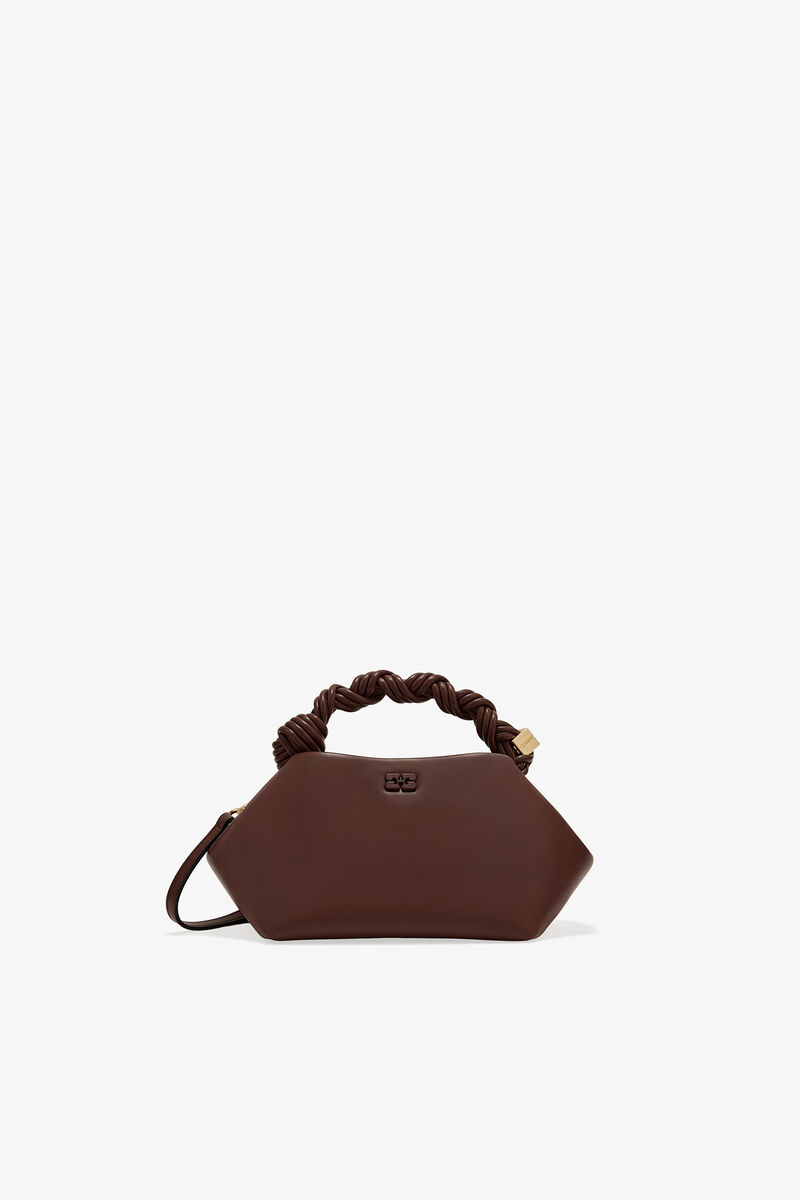 Brown Small Bou Bag, Recycled Leather, in colour Chocolate Fondant - 1 - GANNI