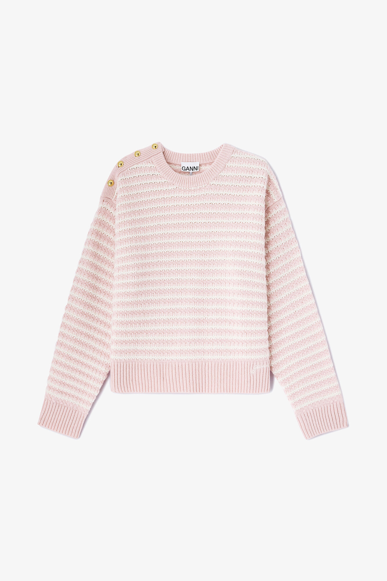 Stripe Wool Mix Jumper, Wool, in colour Chalk Pink - 1 - GANNI