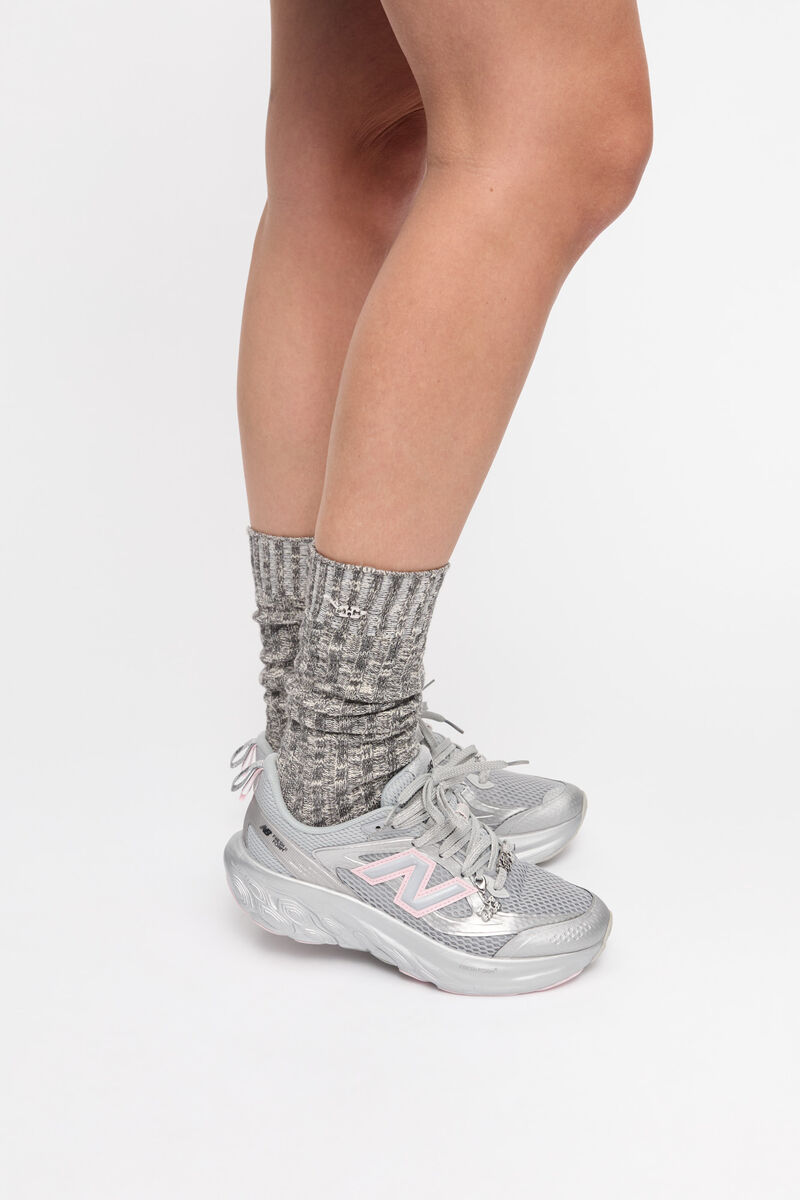 Baskets GANNI x New Balance FFT argent&eacute;es et roses, Recycled Polyester, in colour Silver Pink - 2 - GANNI