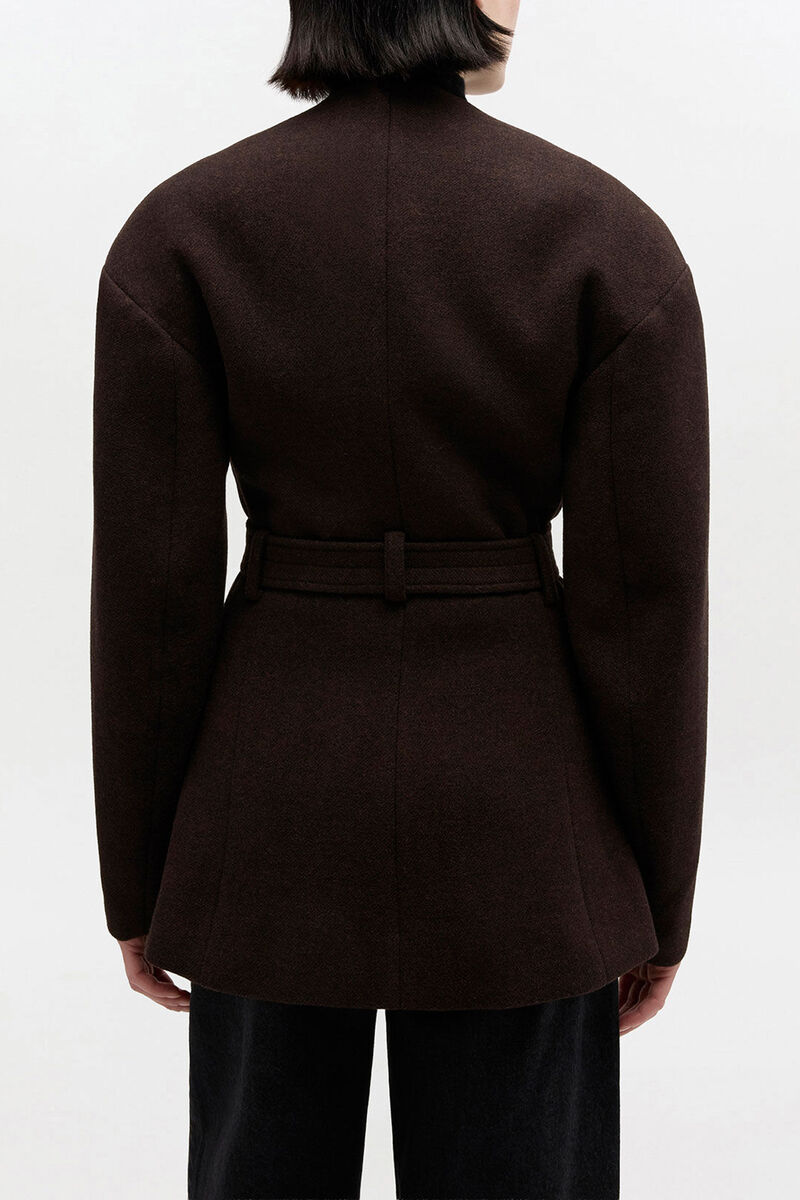 Veste en laine marron, Wool, in colour Demitasse - 3 - GANNI