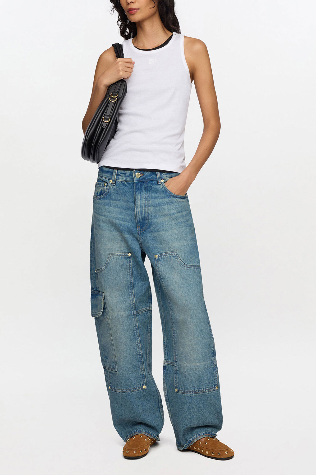 Get&ouml;nte, starre Audri-Jeans, Organic Cotton, in colour Mid Blue Vintage - 1 - GANNI