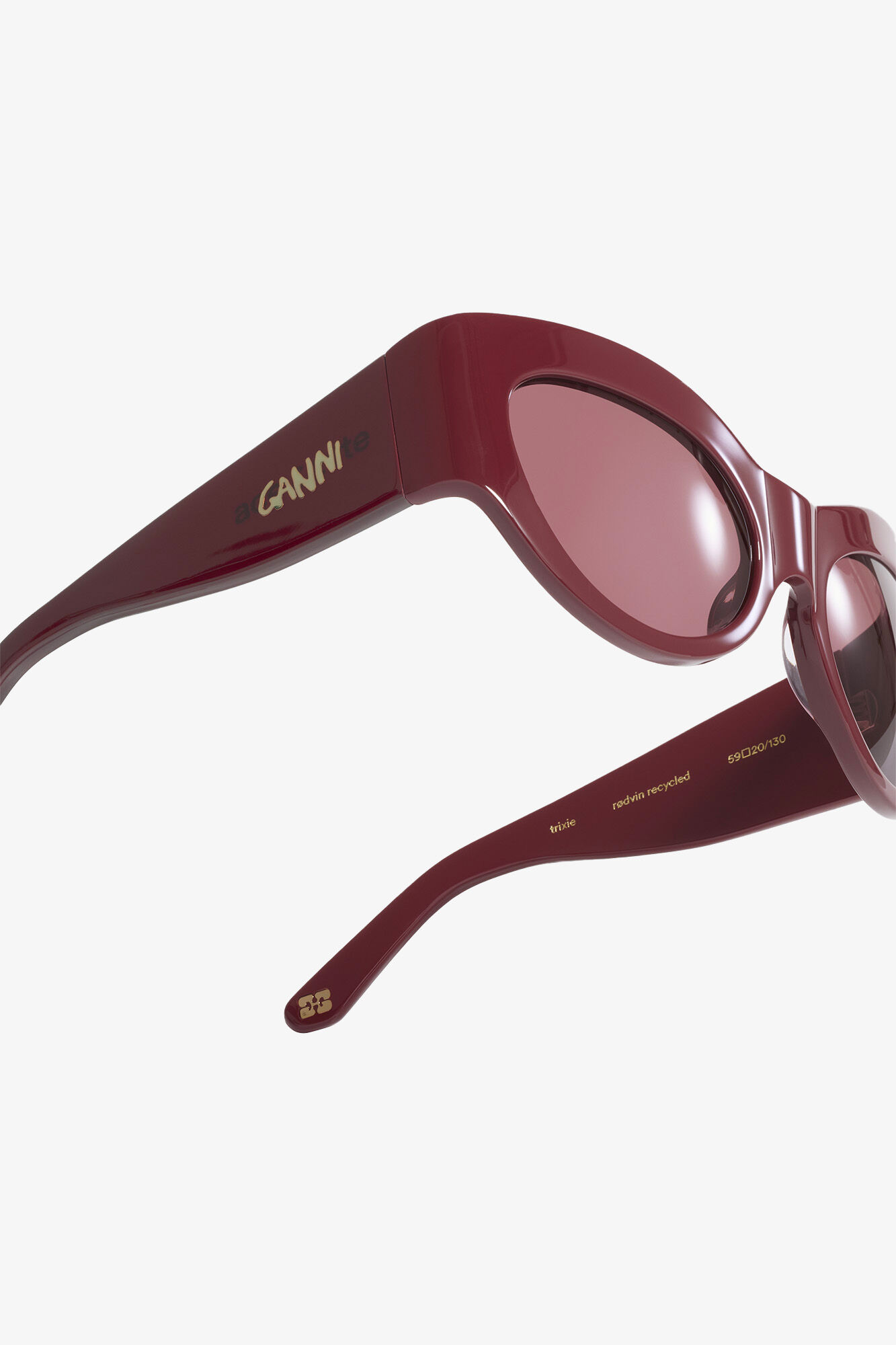 GANNI x Ace & Tate Trixie Sunglasses, Acetate, in colour Burgundy - 7 - GANNI