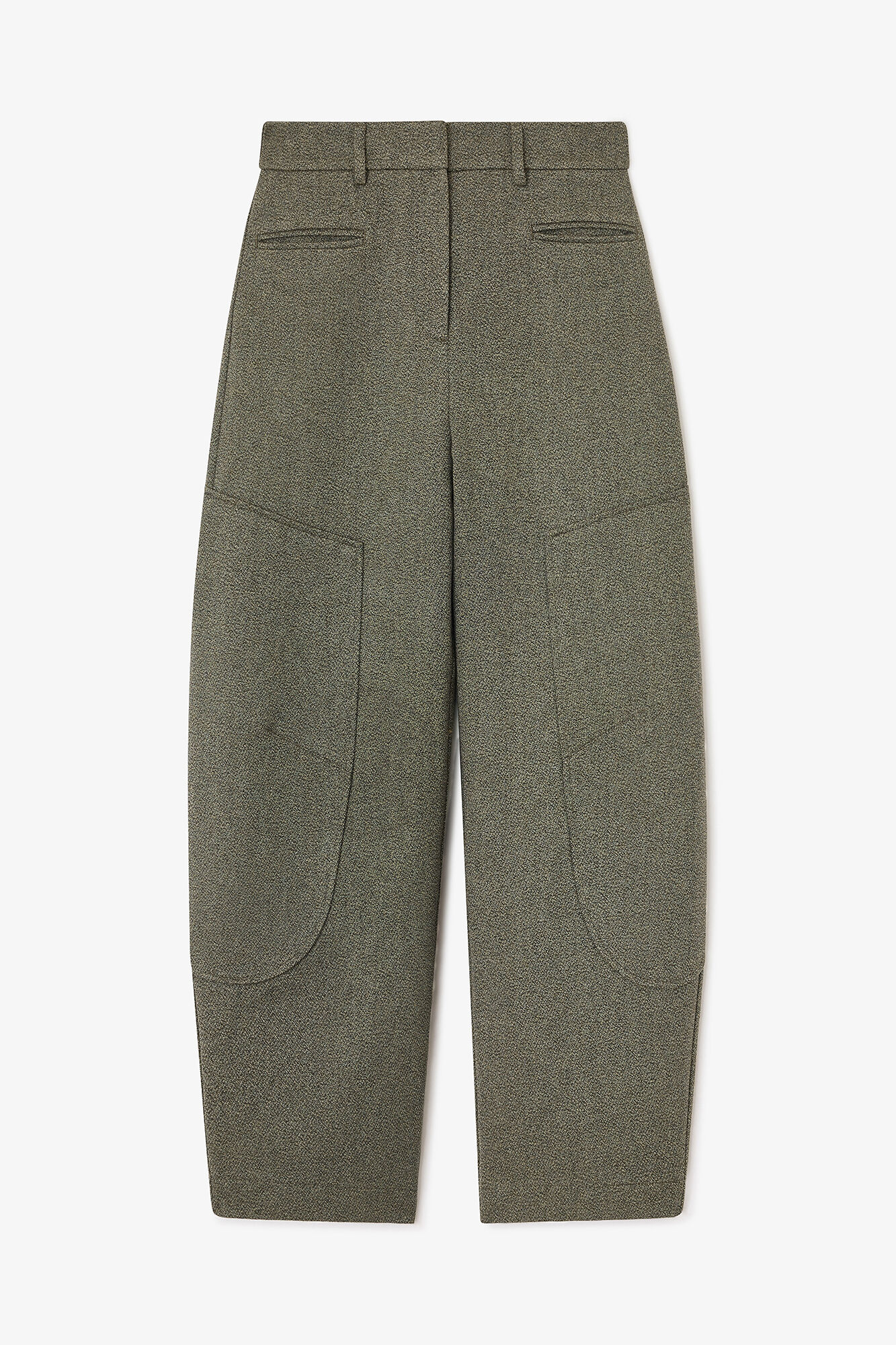 Trousers in Green Mouline Curved, Organic Cotton, in colour Forest Night - 1 - GANNI