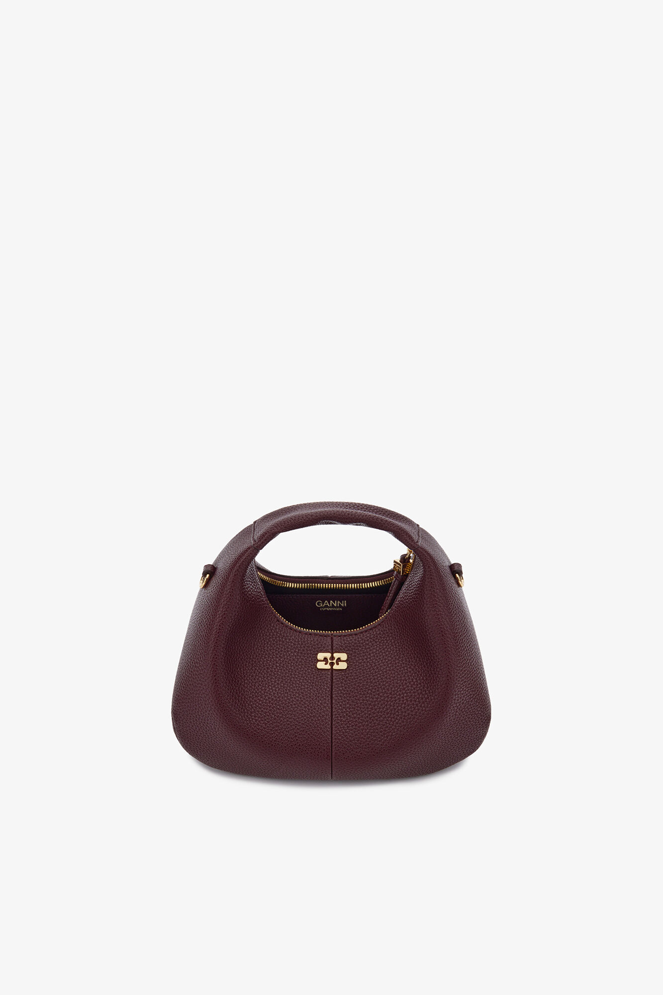 Mini Hobo Bag in Burgundy, Polyurethane, in colour Port Royale - 3 - GANNI