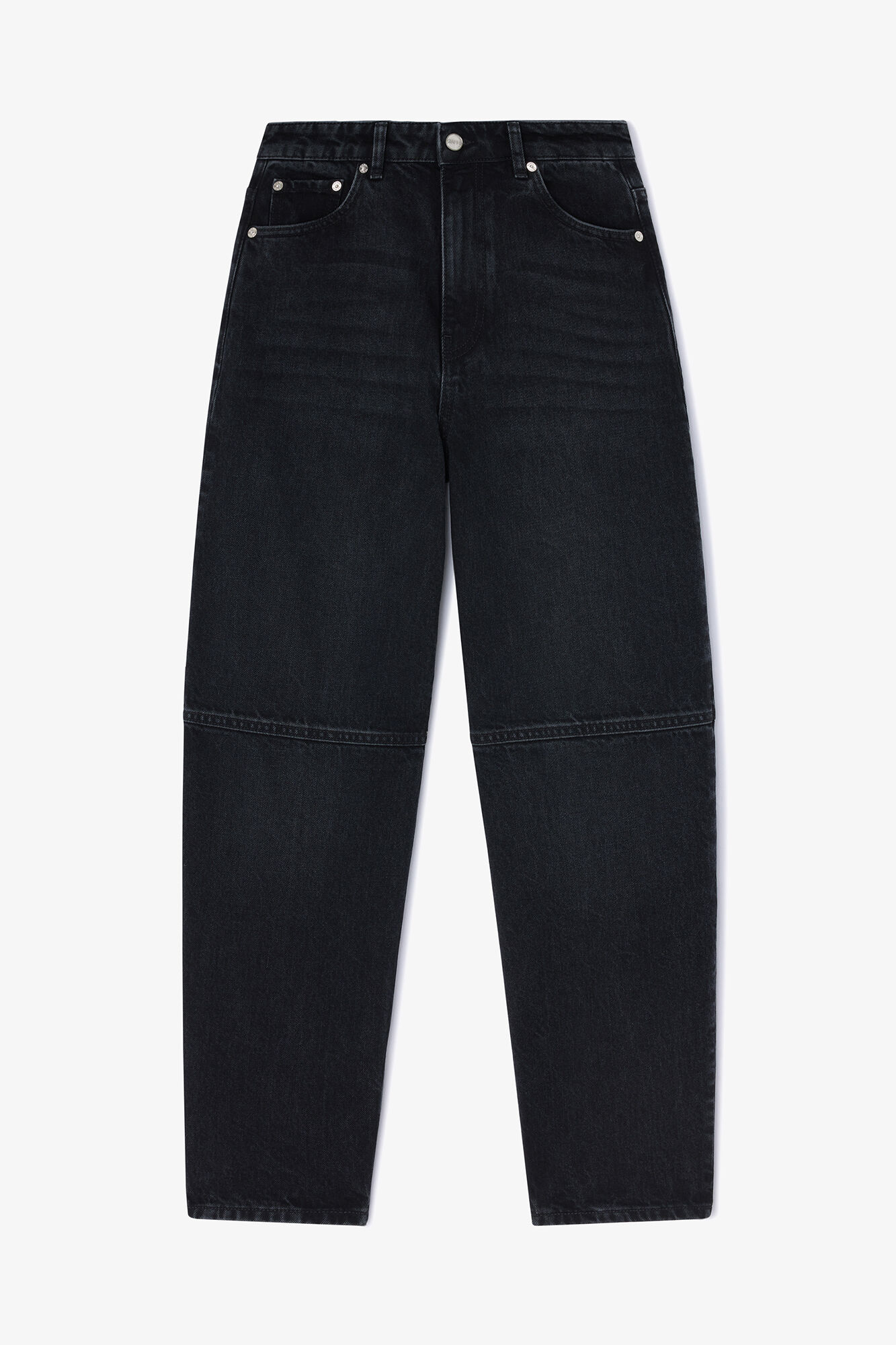 Audri Jeans in Black Rigid Denim, Organic Cotton, in colour Black Washed - 1 - GANNI