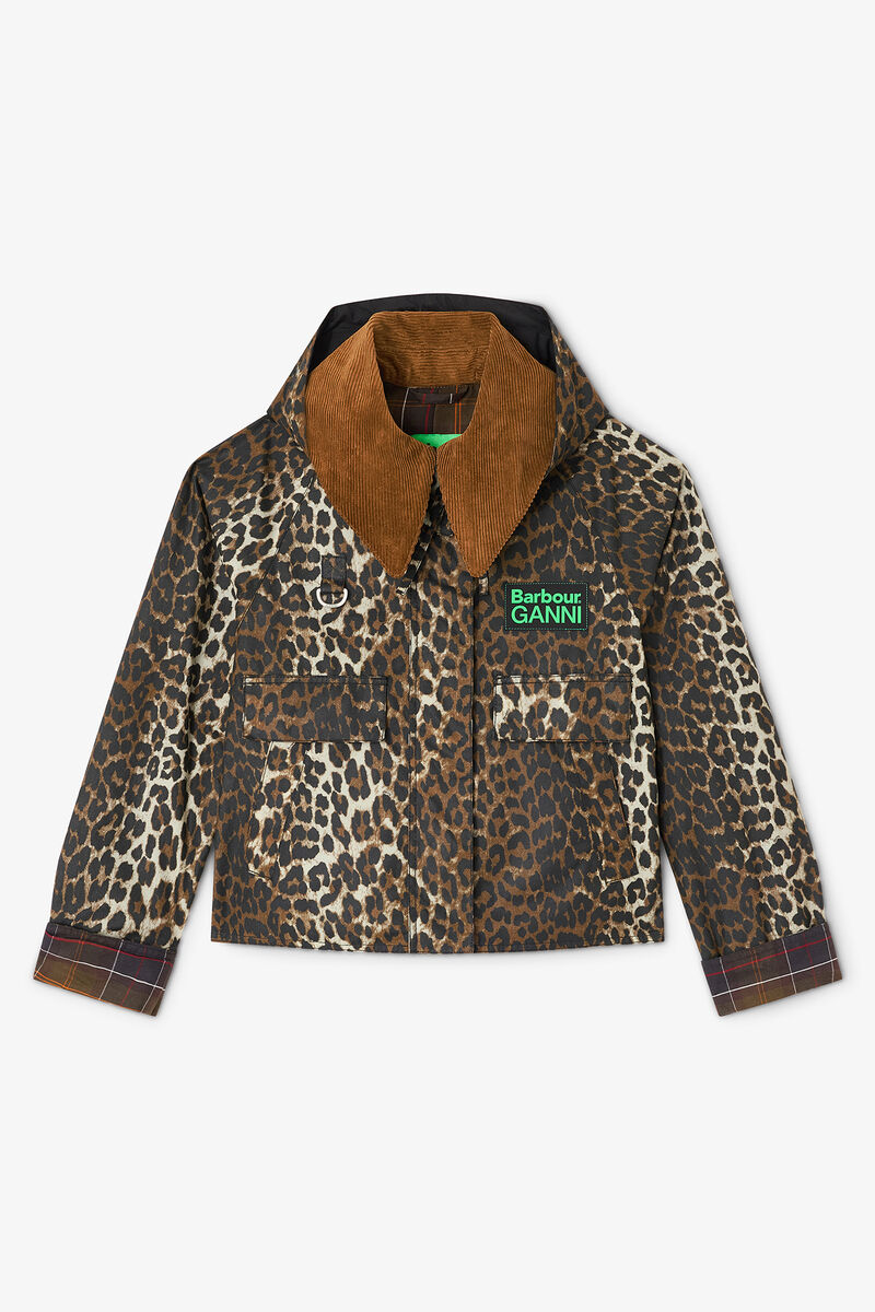 Short Wax Jacket in Leopard, Cotton, in colour Leopard - 1 - GANNI