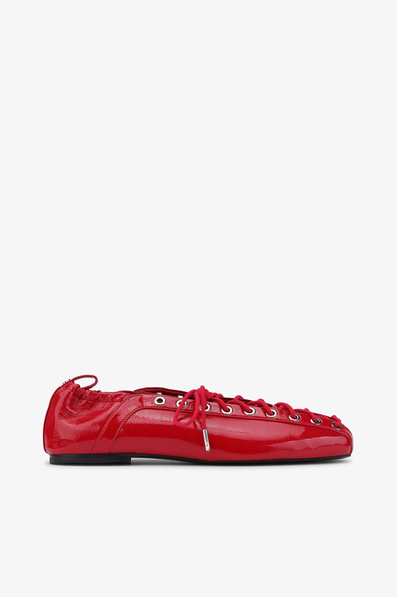 Lace-Up Ballerinas in Red, Polyurethane, in colour Racing Red - 1 - GANNI