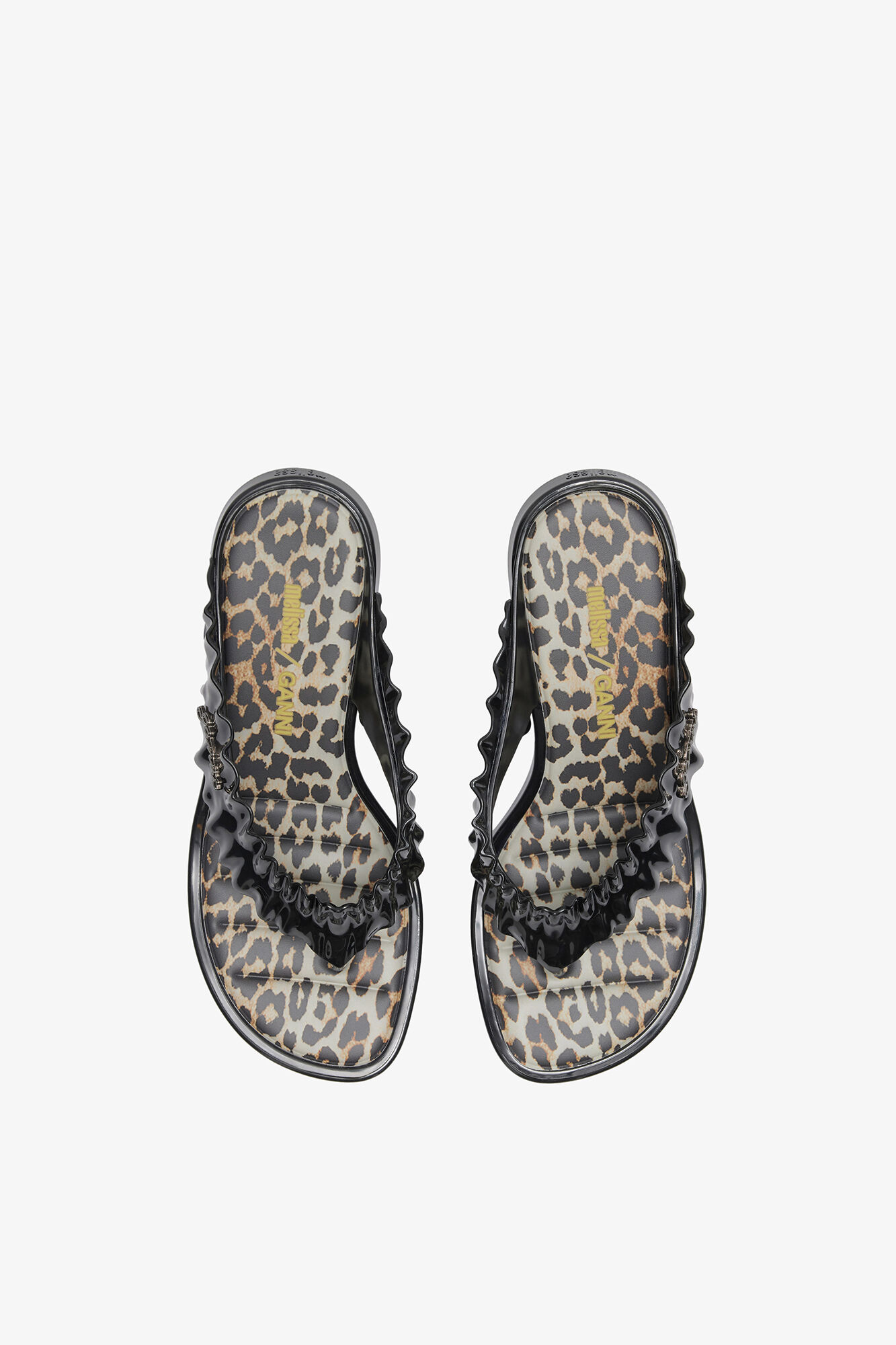 Melissa Thong Kitten Heel in Leopard, Polyvinyl Chloride, in colour Black - 3 - GANNI