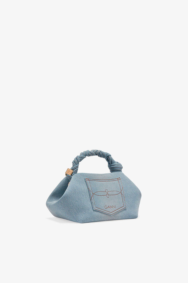 Denim Small Bou Bag, Recycled Cotton, in colour Faded Denim - 2 - GANNI