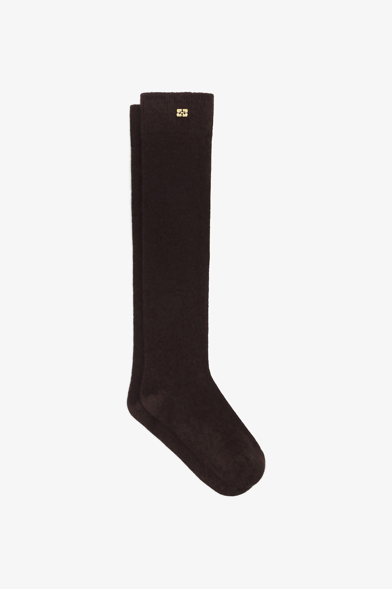 Wool Mix High Socks, Wool, in colour Chocolate Plum - 1 - GANNI
