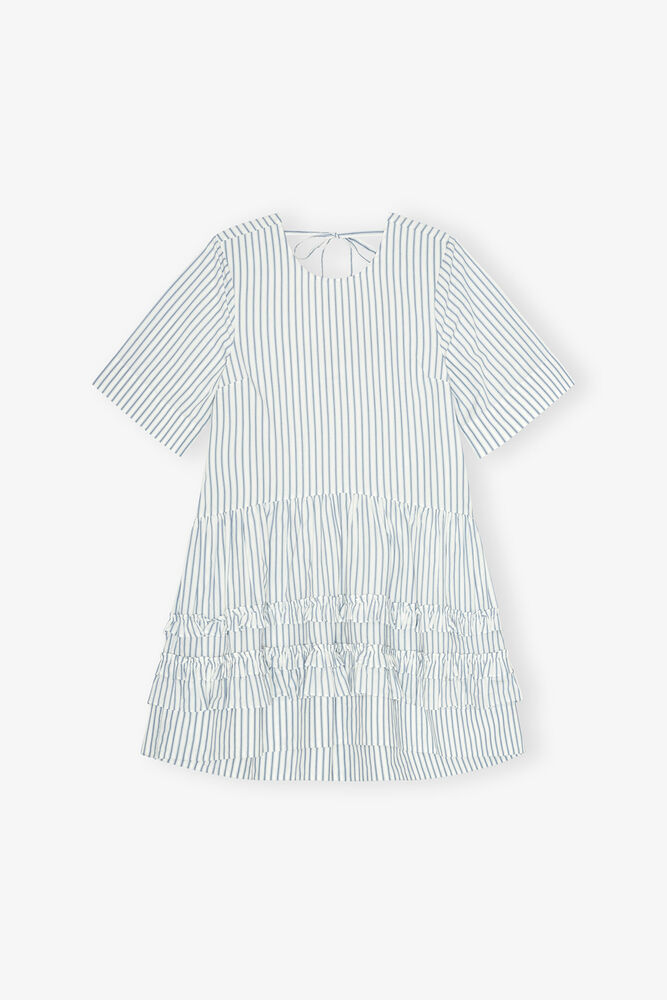 Striped Organic Cotton Mini Dress, Egret
