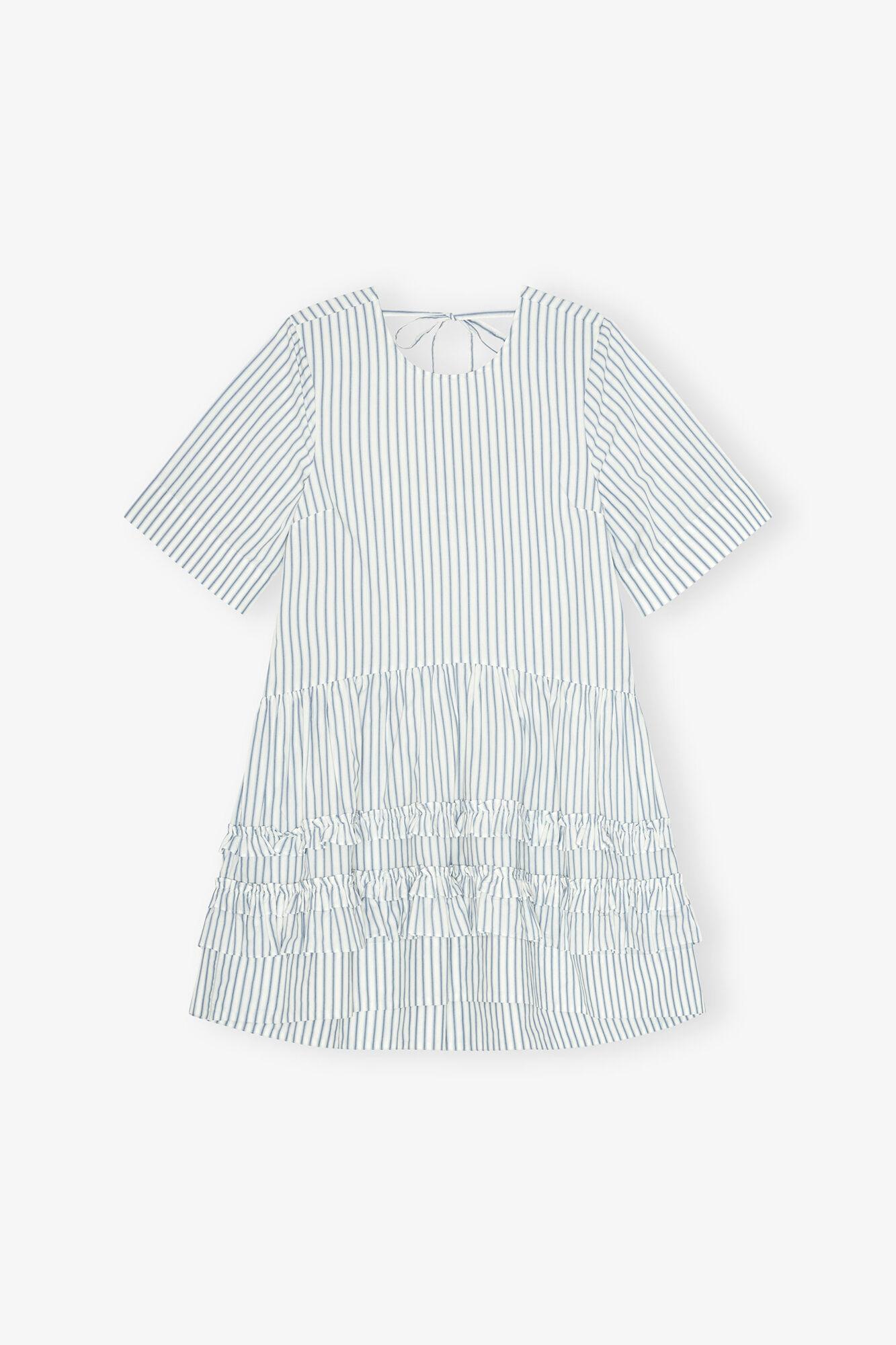 Striped Organic Cotton Mini Dress, Organic Cotton, in colour Egret - 1 - GANNI