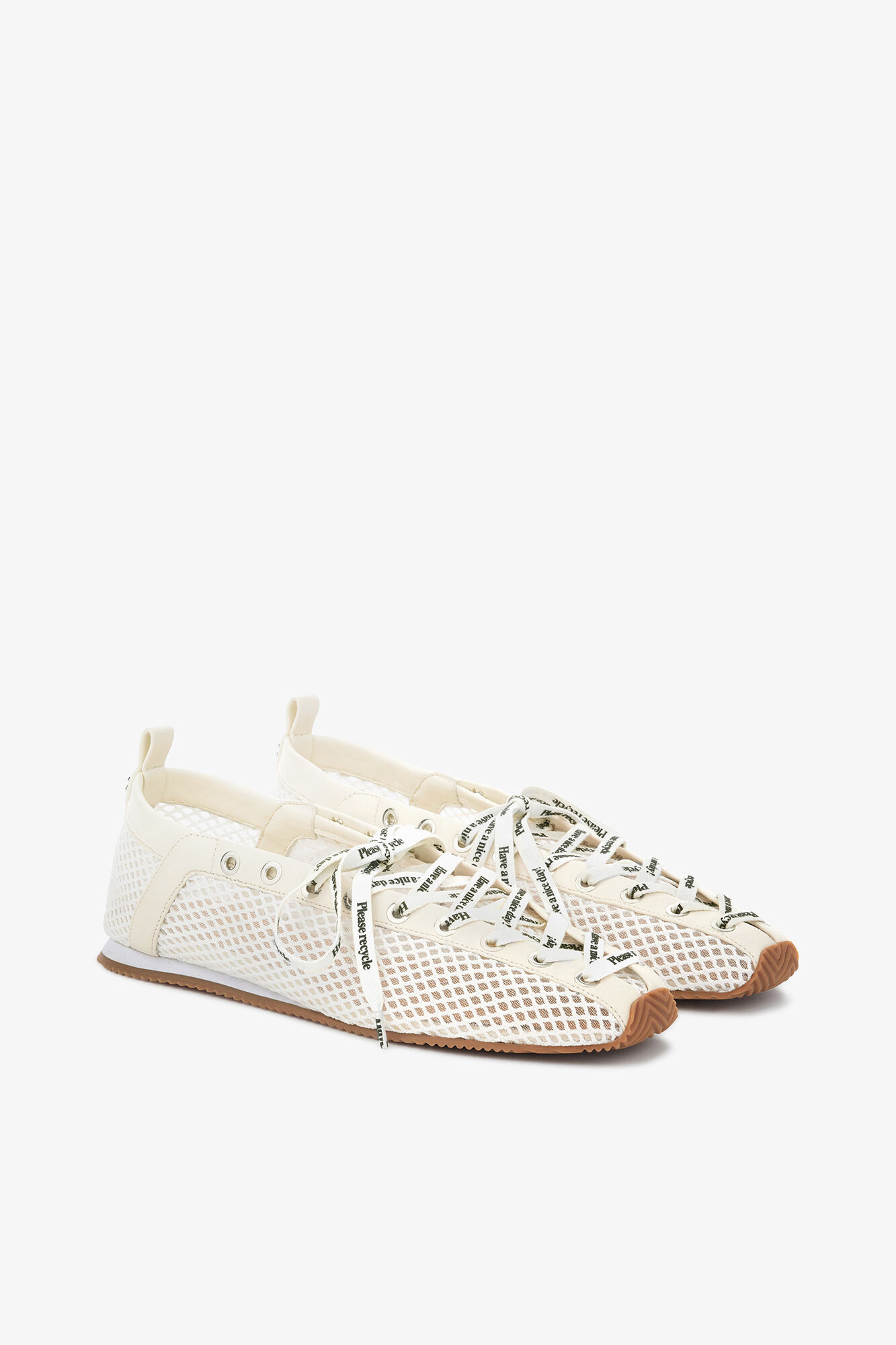 Sporty Ballerina in White Mesh, Recycled Polyester, in colour Egret - 4 - GANNI
