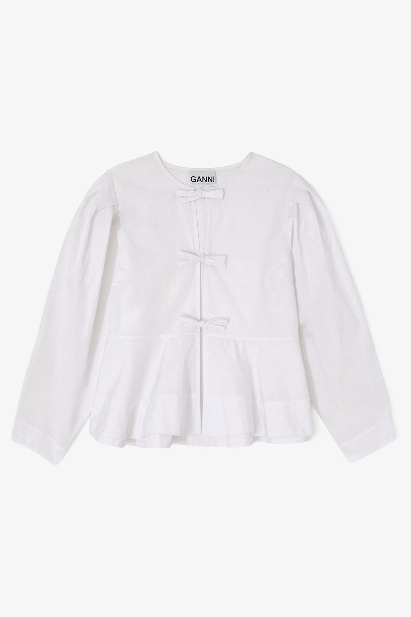 Blouse in Cotton Poplin, Organic Cotton, in colour Bright White - 1 - GANNI