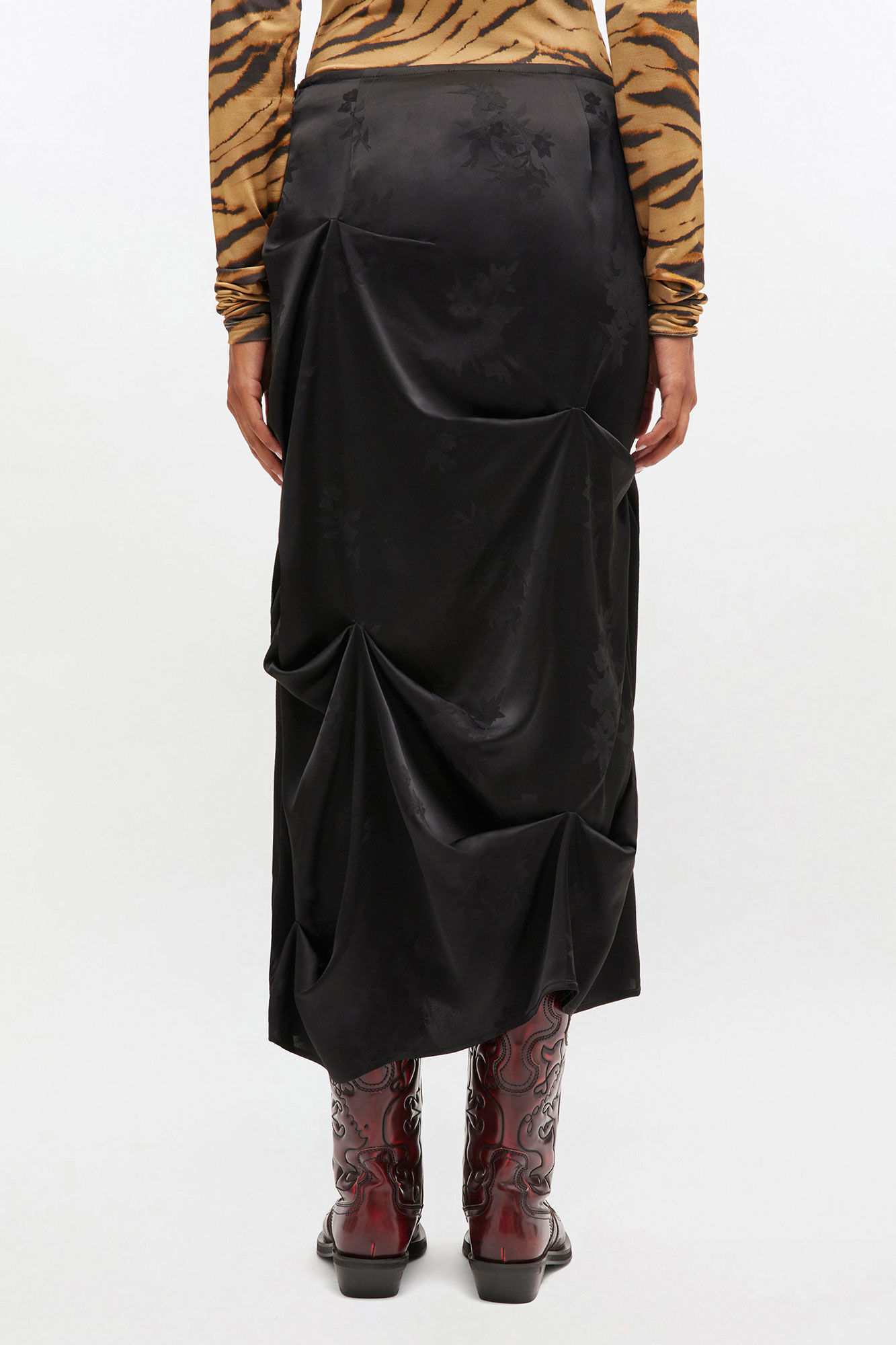 Black Draped Skirt, Acetate, in colour Black - 2 - GANNI