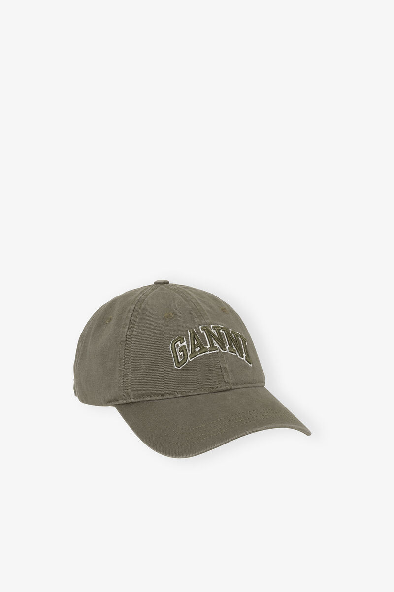 Green Canvas Cap, Organic Cotton, in colour Kalamata - 1 - GANNI