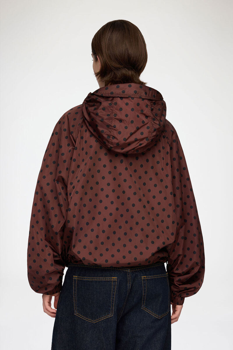 Jakke i nylon med trykk, Recycled Polyamide, in colour Chicory Coffee - 3 - GANNI