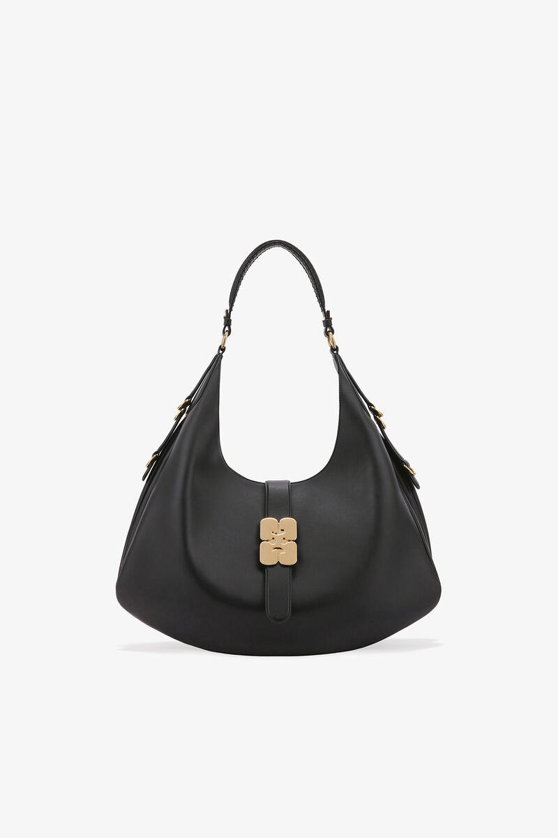 Black Large Kat Bag, Recycled Leather, in colour Black - 1 - GANNI
