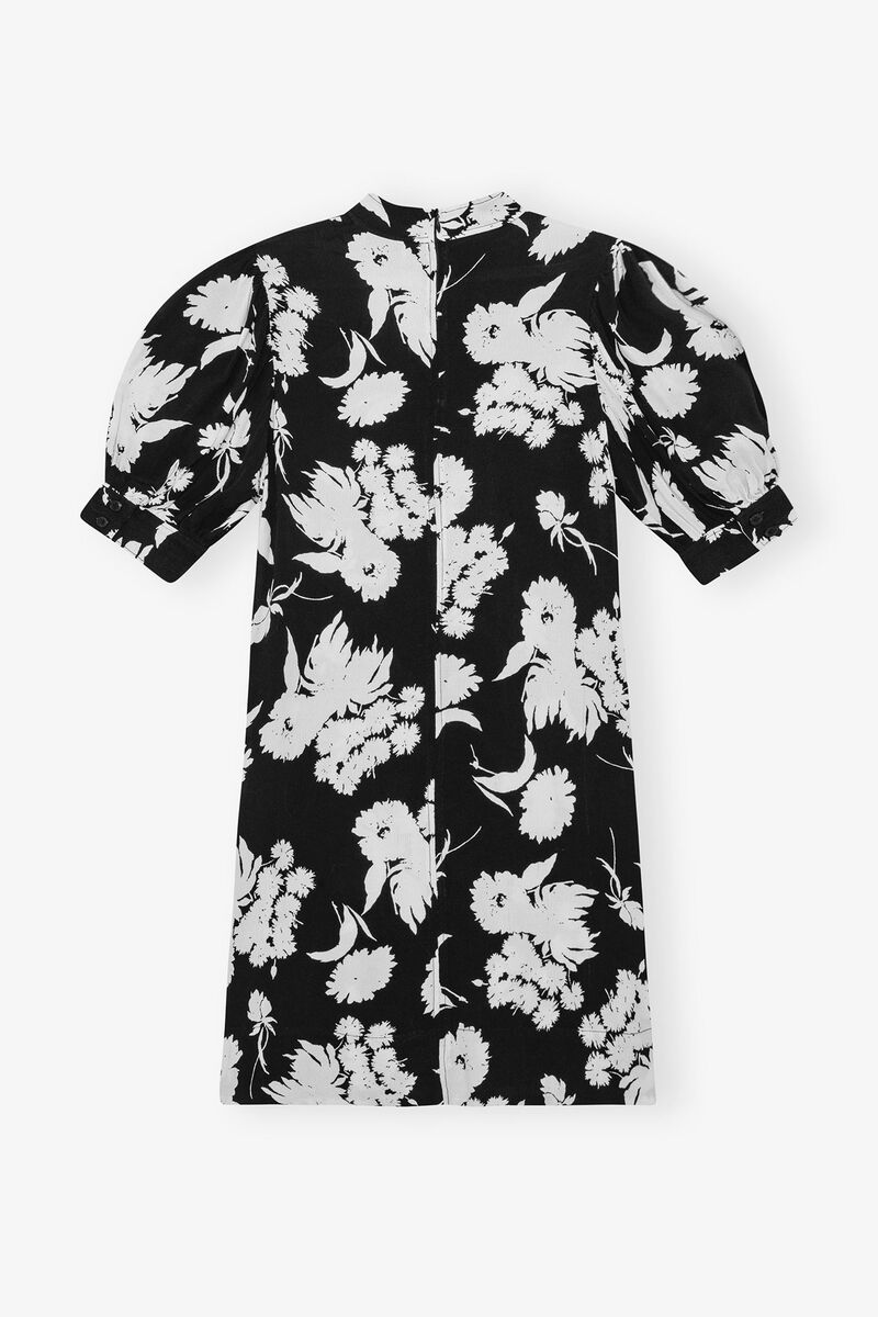 Printed Crepe Mini Dress, LENZING&trade; ECOVERO&trade;, in colour Black - 2 - GANNI