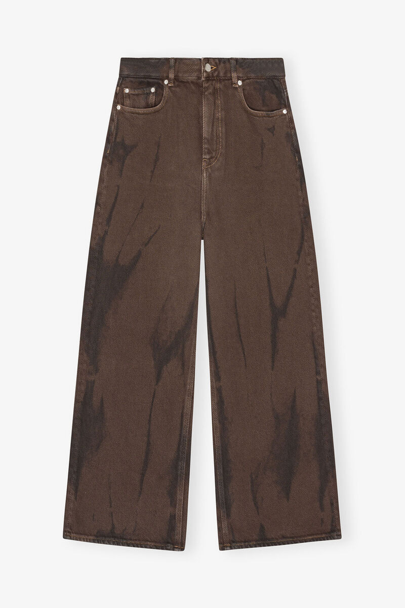 Baggy Wide Jeans in Overdyed Denim, Organic Cotton, in colour Chicory Coffee - 1 - GANNI