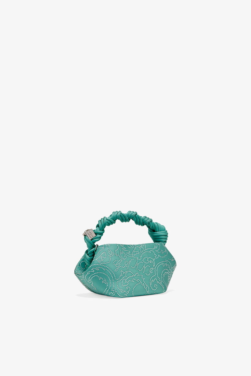 Green Rhinestone Mini Bou Bag, Recycled Polyester, in colour Brook Green - 2 - GANNI