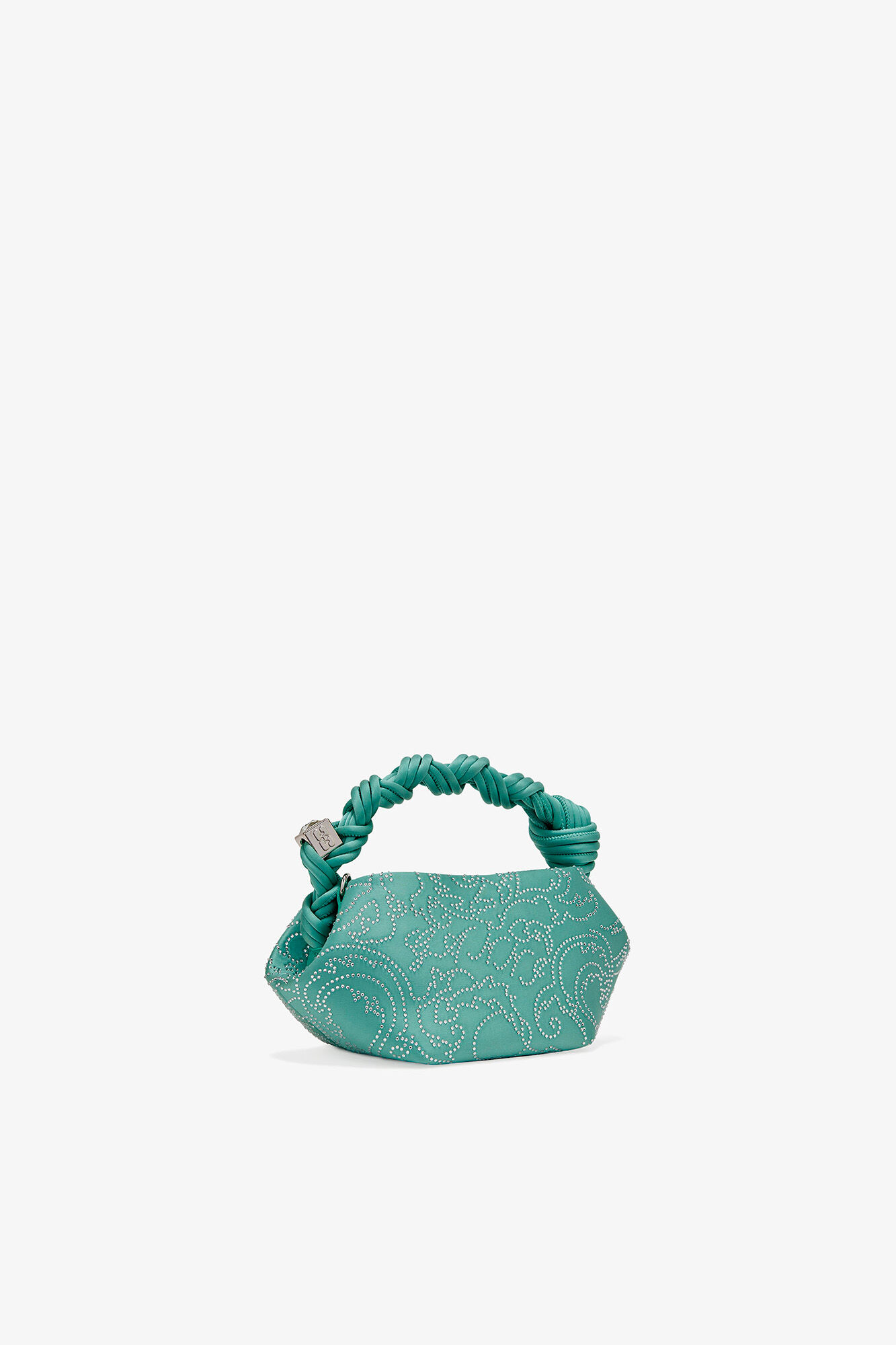 Green Rhinestone Mini Bou Bag, Recycled Polyester, in colour Brook Green - 2 - GANNI