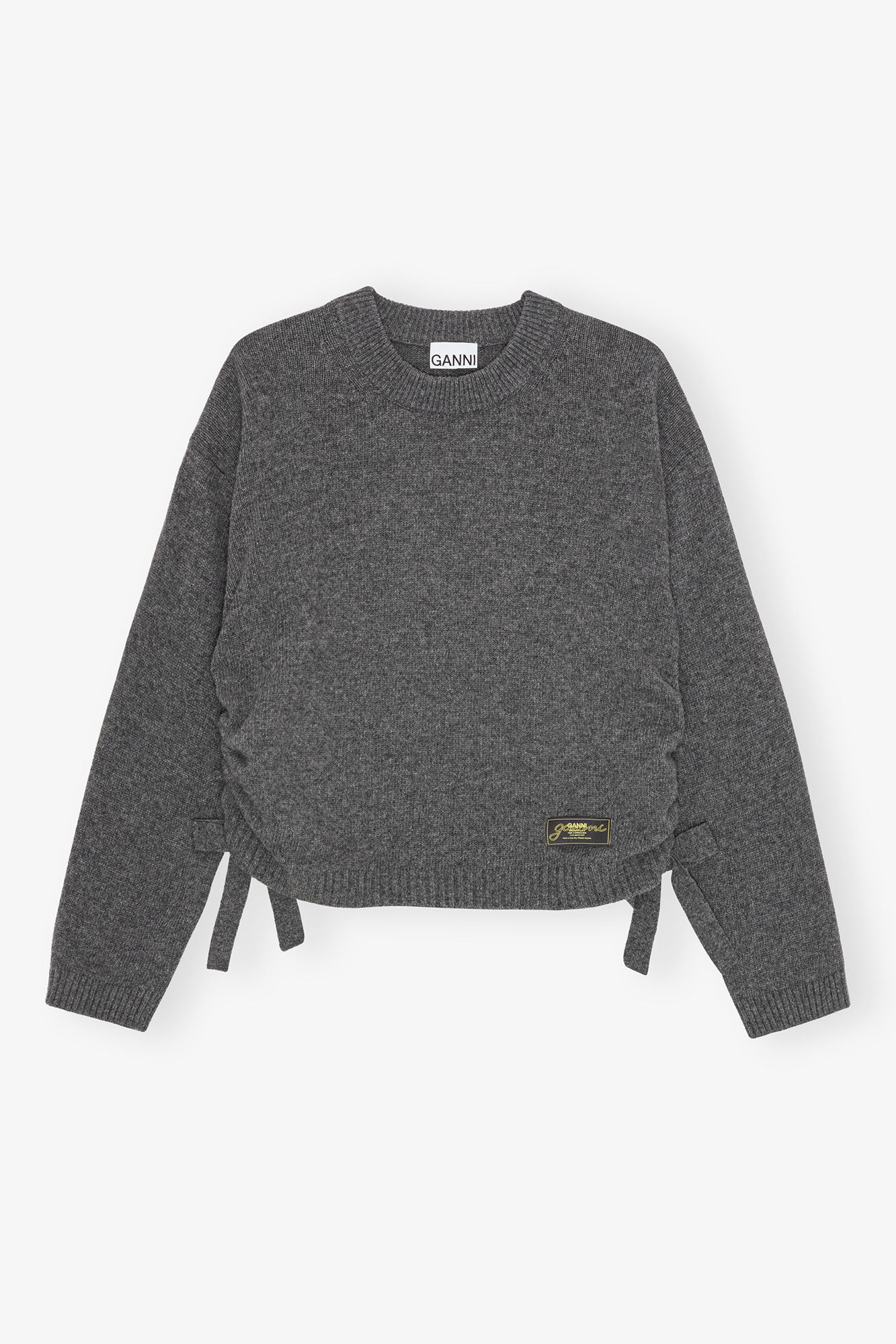 Dark Grey Mixed Wool Oversized Jumper, Recycled Wool, in colour Phantom - 1 - GANNI